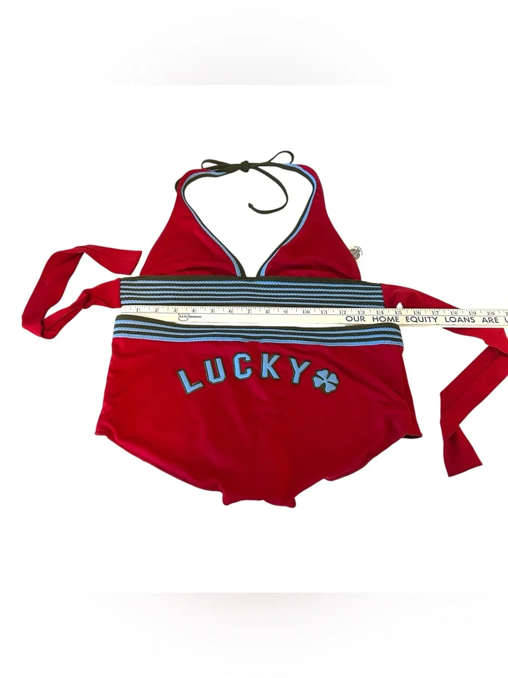 Y2K lucky brand M bikini swimsuit set vintage made in USA indie butt logo